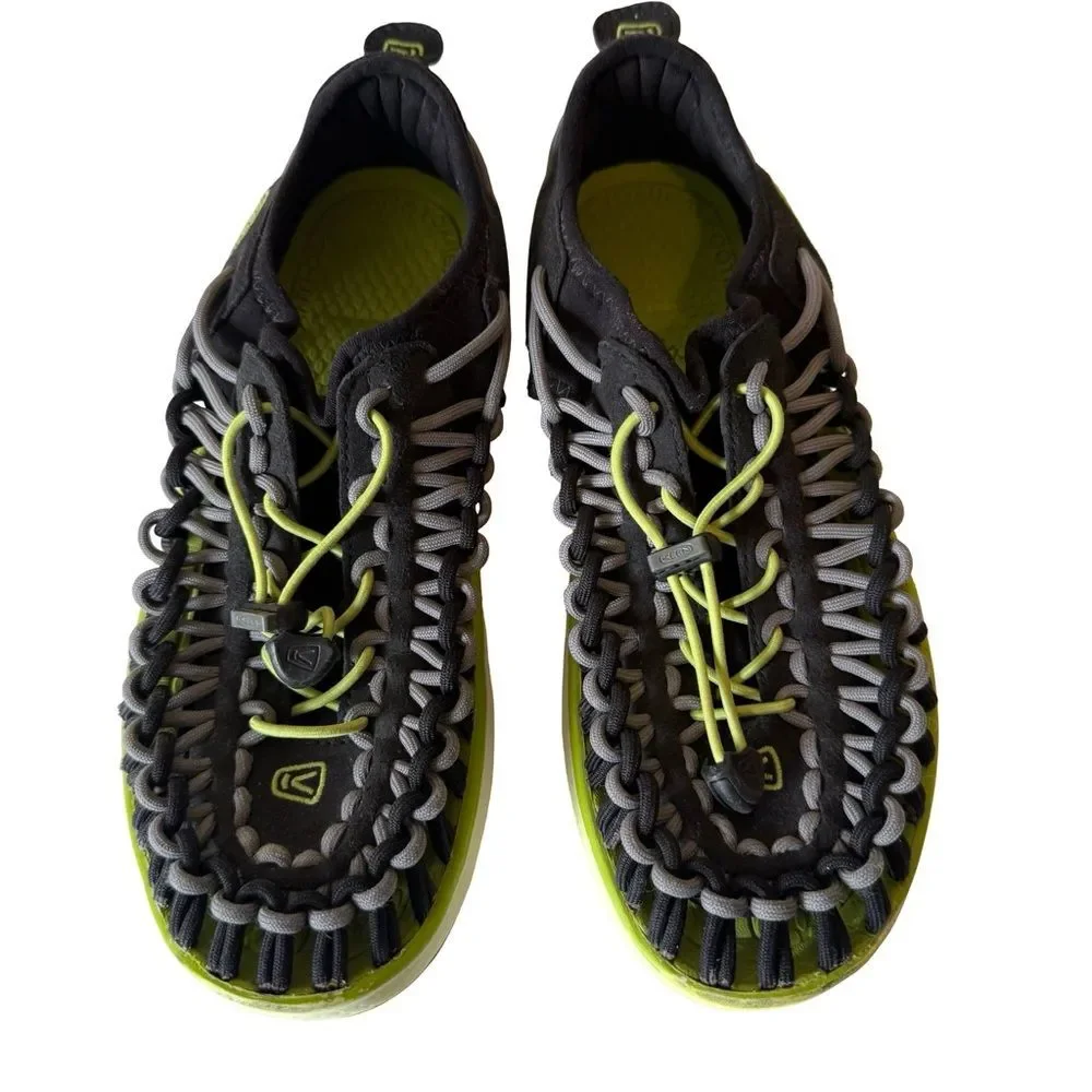 Keen Uneek Youth Size 4 Paracord Sandals Hiking Water Shoes Green Black